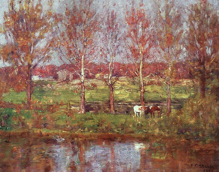 Theodore Clement Steele Cows by the Stream Germany oil painting art